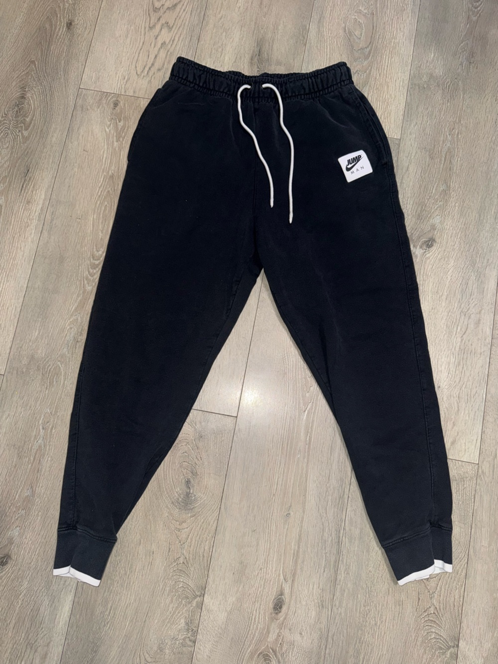 Jordan Kids Black Jogger Sweatpants with White Drawstring
